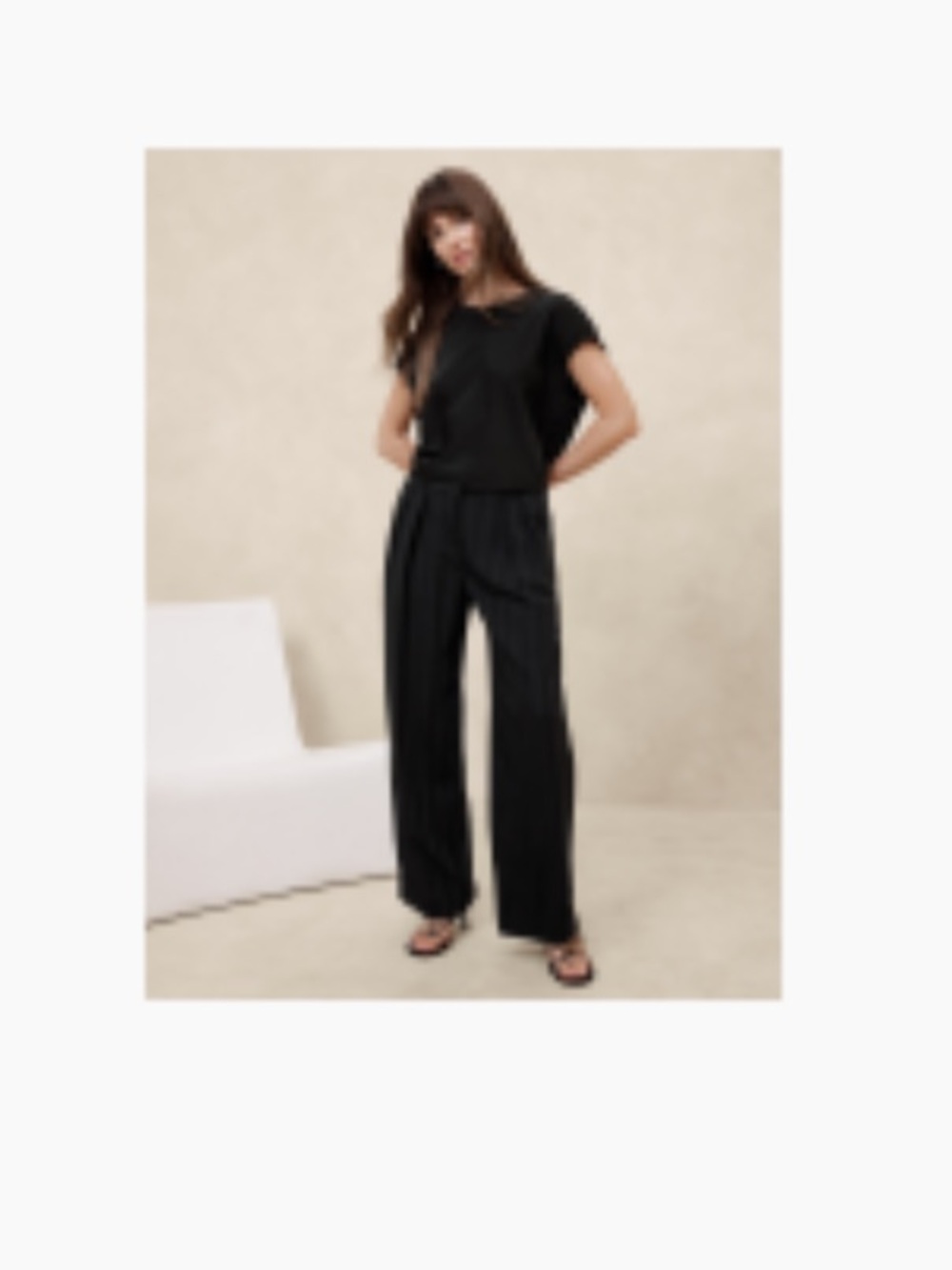 Like New Banana Republic Black Silk Short-Sleeve Blouse